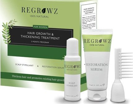 Regrowz Natural Hair Growth and Thickening Treatment for Women - Includes Scalp Stimulant and Restoration Serum For Discount