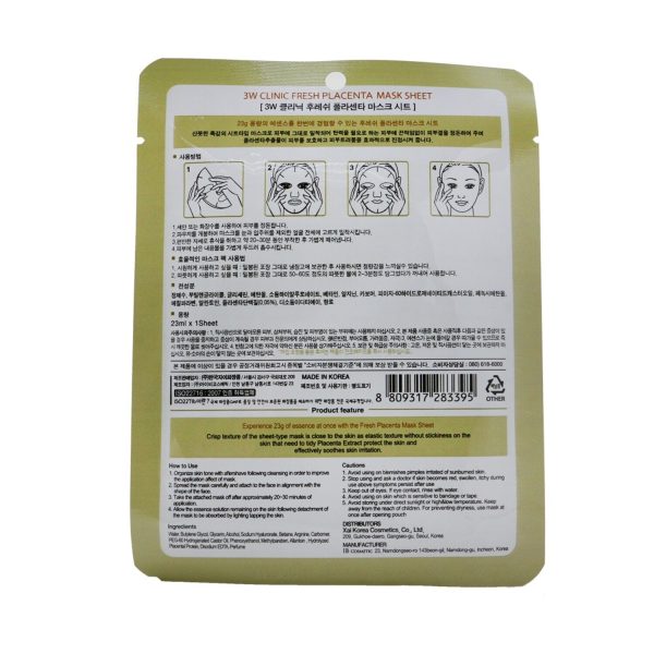 3W Clinic Mask Sheet - Fresh Placenta  10pcs Hot on Sale