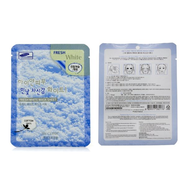 3W Clinic Mask Sheet - Fresh White  10pcs Online now