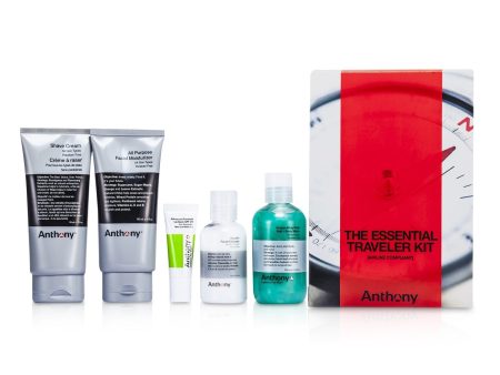 Anthony Logistics For Men The Essential Traveler Kit:  Cleanser + Mositurizer + Lip Blam + Shave Cream + Hair & Body Wash  5pcs Discount