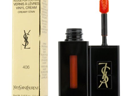 Yves Saint Laurent Rouge Pur Couture Vernis A Levres Vinyl Cream Creamy Stain - # 406 Orange Electro  5.5ml 0.18oz Sale