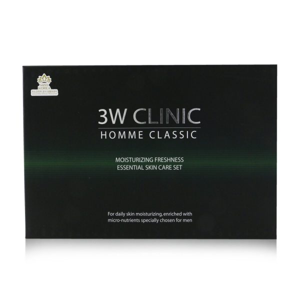 3W Clinic Homme Classic - Moisturizing Freshness Essential Skin Care Set: Essential Skin 150ml+30ml + Essential Lotion 150ml+30ml  4pcs For Cheap