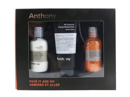 Anthony Face It & Go Kit: Glycolic Facial Cleanser 100ml + All Purpose Facial Moisturizer 90ml + Facial Scrub 100ml  3pcs For Discount